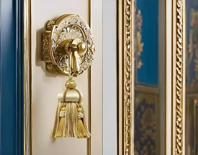 Elegant Hand-Crafted 4" (10cm) Key Tassel, 3 1/2" (8.5cm) Loop, Accented with Crown Tassels (KTAX4) Almond Beige Multicolor #LX01 (Gold Beige, Light Brown, White Ivory) Individually Sold