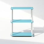 Furinno Turn-N-Tube Book Shelf, 3-Tier Bookshelf, Bookcase with Multipurpose Compact Display Rack, 11.6 x 23.6 x 29.6, for Living Room, Bedroom, Home Office, Light Blue/White