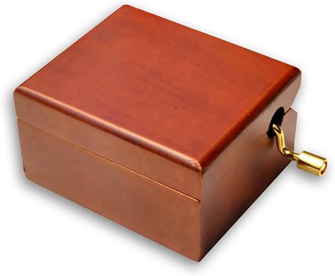 BinkeGG Play (Moon River) Brown Wooden Hand Crank Music Box with Sankyo Musical Movement (65 Tunes Option)