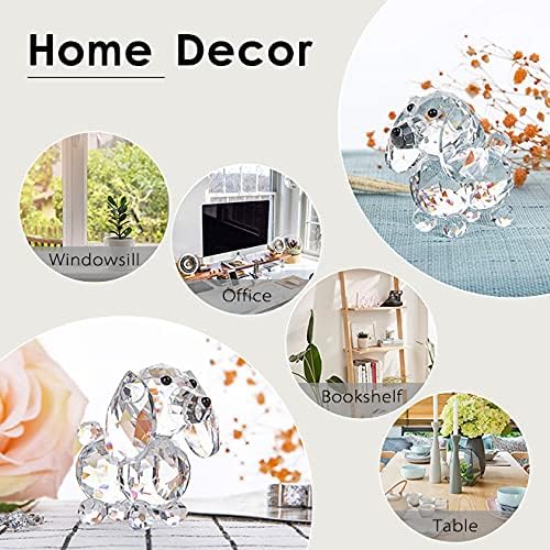 H&D Crystal Cute Dog Figurine Collection Cut Glass Ornament Statue Animal Collectible