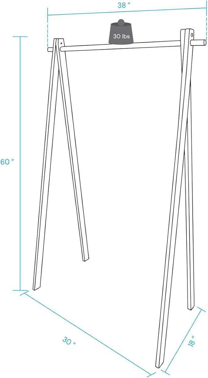 Solid Wood No Tool Assembly Collapsible Aesthetic Clothing Garment Rack