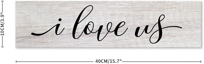 Rustic Wood Sign I Love Us Inspirational Quote Distressed Look Decorative Wooden Sign Vintage Wall Hanging Art Plaque Wall Decoration Home Decor for Farmhouse Room Door Porch Family Sign
