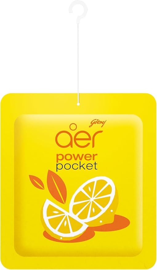 Godrej Ezee Aer Power Pocket Bright Tangy Delight Bathroom Fragrance 10 g, 6-Pack, Yellow