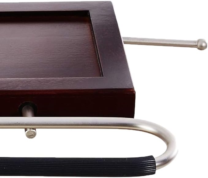 Freestanding Wooden Suit Valet Stand with Hanger Storage Tray Tie Hook Classic Wardrobe Organizer for Bedroom Office Closet, Dark Mahogany