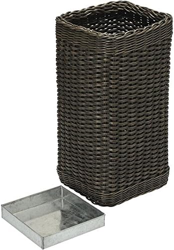 KOUBOO Wicker Umbrella Stand, Umbrella Storage Bin, Hand Woven Umbrella Stand, Umbrella Basket for Home Office, Wicker Umbrella Holder Indoor Outdoor, Decorative Umbrella Rack, Dark Brown Expresso