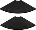 JJL Corner Shelf Wall Mounted, 12 Inches 2-Tier Floating Corner Shelf, Fan-Shaped Rustic Wood Decor with Fence, Black Wall Storage for Living Room Bedroom Kitchen Bathroom