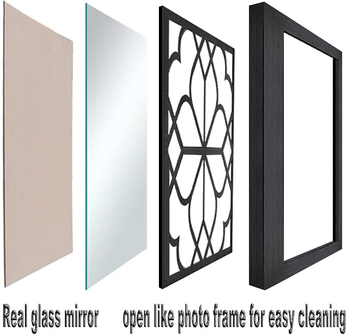 Wocred Set of 4 Mirrors Square Wall Mirror,Gorgeous Rustic Farmhouse Accent Mirror,Black Entry Mirror for Bathroom Renovation,Bedrooms,Living Rooms and More(12”x12”4pcs)