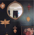 MVTDONT Golden Wall Cross-Saint Heart Miracle Decorative Wall Cross, Antique Gold Heart Design, Vintage Religious Home Deco
