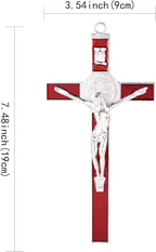 VINETEN Crucifix- Saint Benedict Crucifix Wall Cross Metal Wall Art-Cross Give Blessing and The Spiritual Sacred 8 Inch Red