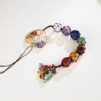 Cute Handmade Crystal Chakra Swinging Hanging Ornaments Mirror Hanging Car Accessories Tree of Life Stone Tree Feng Shui Window Ornament for Home Decor