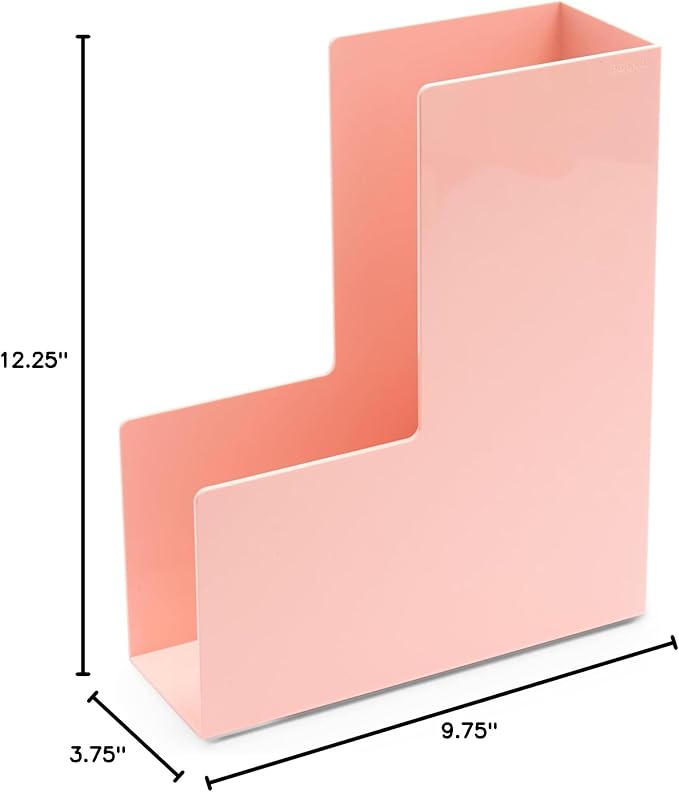 Poppin Magazine Holder - Durable Hard Plastic Magazine and File Organizer, Lacquer-Like Finish, Desk Organizer, Multiple Colors Available (Blush Pink)