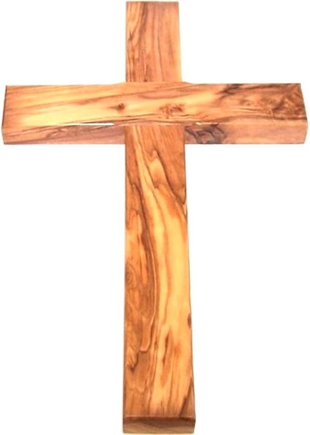 Holy Land Market Olive wood Cross from Bethlehem with a Certificate and Lord prayer card - 10 Inches