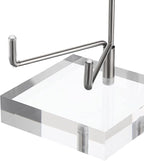 Hipiwe Clear Acrylic Display Stand Holder with Adjustable Metal Arms Display Easel Stands for Gemstones Fossils Minerals Agate Slabs Plates Crystals Saucers Collectibles, 2.4x2.4x4.1 inch