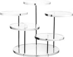 QWORK Round Acrylic Products Display Riser Stands, 5 Tier Displaying Risers Display Stands for Rings Earrings and Mini Figurines, Clear 1 Pack