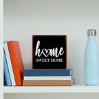 Home Sweet Home Sign Wooden Box Decorative,Home Sweet Home Decor Wood Box Sign，Rustic Farmhouse Square Decor Sign for Tabletop Home Living Room Decor 5 x 5 Inches （black）