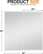 Delma Home Gym Mirror, 50''x25''x2PCS White Wall Mounted Large Frameless Tempered Glass Wall Mirror for Home Gym, Garage, Bedroom, Bathroom