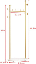 DR.IRON Gold Clothing Racks with Marble Base Modern Coat Racks Freestanding Gold Clothes Rack with Shelves for Bedroom Heavy Duty Garment Racks in Hallway, Entryway