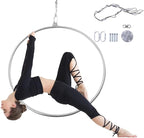 Aerial Hoop Stainless Steel 85/90 CM Lyra Hoop with Rigging Hardware Kit Professional Yoga Aerial Lyra Hoop Set for Fitness, Dance, Performance, 115kg/253lbs Capacity (85cm/33.46inch)