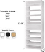 ROOMTEC Modular Closet System, 31.5" Shoe Shelf Closet Tower Wall-Mounted Closet Organizer, Wooden Tower for Walk-In Closets, Wardrobe Storage Kit, White