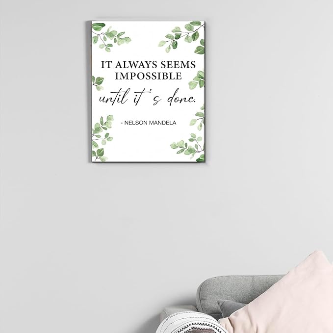 Inspirational Wall Art Motivational Painting Wall Decor for Office Living Room Bedroom, It Always Seems Impossible until It's Done Canvas Posters Art Work Gift (11.5 X 15 Inches, Framed)