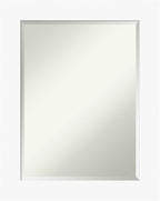 Amanti Art White Wall Mirror 29x23 Basic White Rectangle Bathroom Mirror for Wall Decor Living Room, Medium Casual Wood Frame, Hangs Horizonally and Vertically, Bathroom Decor, Beveled Edge