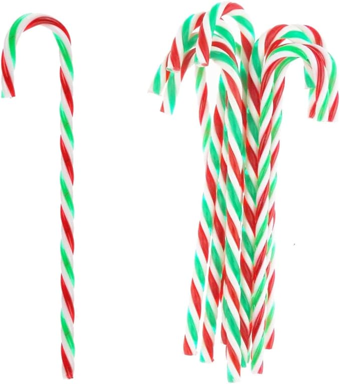 50 Pcs Christmas Candy Canes 5.9 inch Plastic Christmas Tree Hanging Ornaments Twisted Green Crutch Candy Canes for Xmas Home Indoor Outdoor Party Decoration (Green red White)