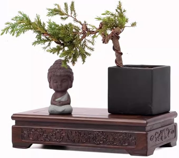 GOLDY&WENDY Asian Indoor Home Decor Base Square Solid Wood Flower Pot Plant Buddha Statue Display Stand Home Decor Pedestal