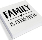 Family is Everything Decorative Wooden Box Sign Family Home Wood Block Plaque Decor Rustic Shelf or Wall Display for Living Room Bedroom