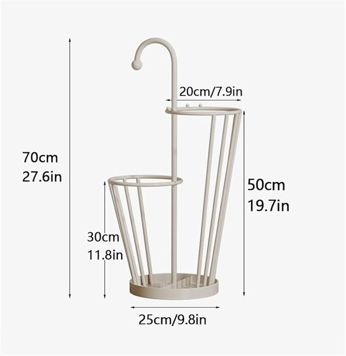 Umbrella Stand, Umbrella Holder, Freestanding Umbrella Basket with Drip Tray, Modern Iron Frame Umbrella Storage, Indoor Umbrella Holder for Entryway(Beige)