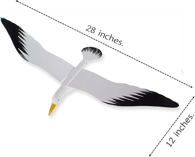 WitnyStore 28" White Black Seagull Wooden Flying Bird Mobile Kinetic Hanging Sculpture for Adult Collectors Handcrafted Room Decoration Display Art Dynamic Overhead Ornament