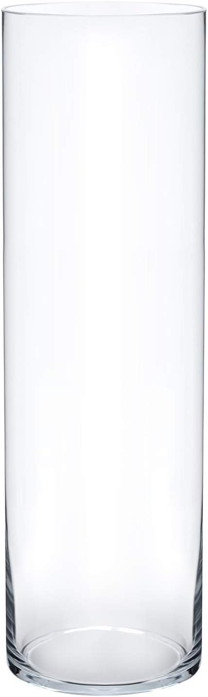 Royal Imports Flower Glass Vase Decorative Centerpiece for Home or Wedding - Cylinder Shape, 16" Tall, 4" Opening, Clear