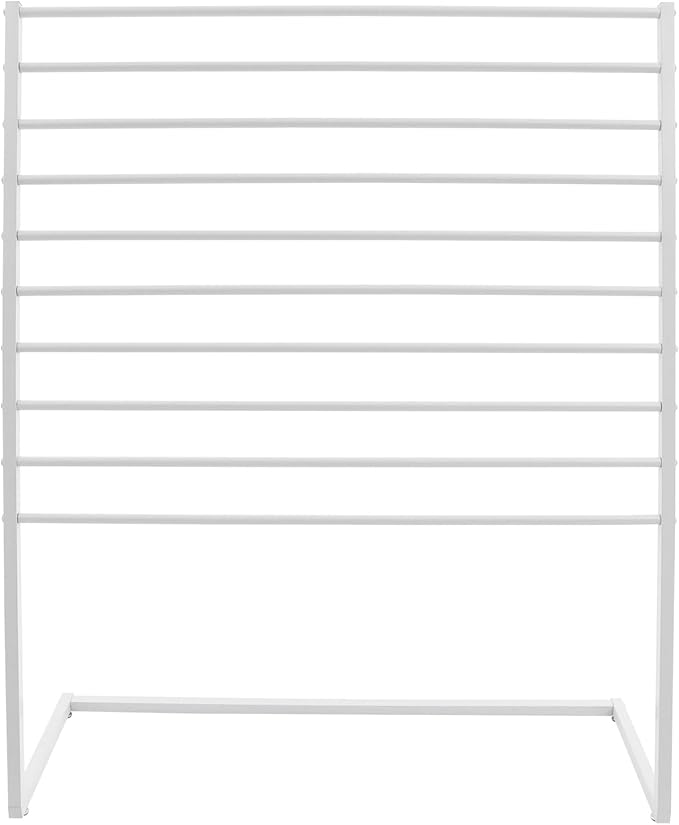 10 Tier Metal Scarf Organizer Holder, Freestanding Scarf Rack, Scarf Holder Organizer for Commercial Clothing Retail Store Towel Rack Ties Belt Pants Hanging (White, 47.24 * 15.75 * 57.09in)