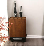 zktoermn Square Umbrella Stand Rack with Wheels, Wooden Umbrella Organizer Bin, Retro Indoor Umbrella Holder for Entryway, Office, Home(Brown,42x28x61cm)