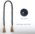 Boho Decor Wood Beads Garland Farmhouse Wall Hanging Decorations Natural Wooden Bead Tassel Decorative for Coffee Table Christmas and Prayer (Black, 39")
