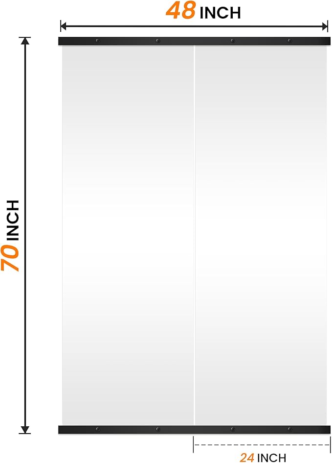 TRAHOME Home Gym Mirror for Wall,70x24x2PCS Full Length,Glass Frameless Body Large Mirror for Home Gym,Workout,Bedroom,Garage(Black)