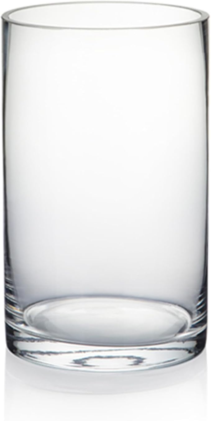 WGVI Quality Thick Clear Cylinder Glass Vase, 3" W x 5" H, Floral Container, Glass Candle Holder, Flower Vases, Wedding Centerpiece, Planter Terrarium, Table Top Home Décor Accent, 6 Pieces