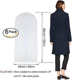Garment Bags for Hanging Clothes 24'' x 48'' Long Suit Dust Hanging Garment Bag White Breathable Suit Covers for Closet Full Zipper Dust Cover for Dance Dress Clothes Pack of 6