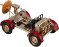 HomeRoots 5" Red and Silver Metal Hand Painted Model Car Tabletop Sculpture