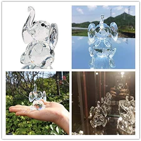H&D Crystal Cute Elephant Figurine Collection Cut Glass Ornament Statue Animal Collectible