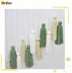 DrCor Sage Green Boho Tassel Garland – Neutral Wall Hanging for Living Room, Bedroom, or Reading Corner, Dorm Room or Entryway Decor, Baby Shower, Birthday Party or Cozy Farmhouse Decoration