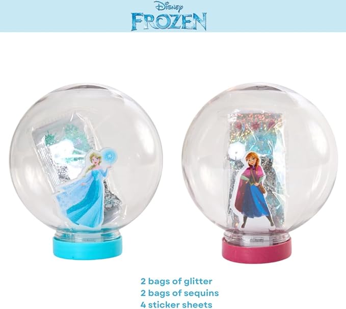 Disney Frozen Snow Globe Kit, DIY Snow Globe, Includes 2 Globes, Glitter, Sequins, Stickers – Elsa and Anna