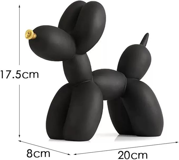 Resin Balloon Dog Sculpture - Collectible Figurines Decor for Home | Office Desktop Resin Decors Balloon Dog Decor (Black)