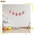 DrCor Pastel Pink Boho Tassel Garland – Blush Nursery Wall Decor for Girls Bedroom, Kids Room or Dorm, Gender Reveal or Baby Shower Backdrop, Bohemian Mantel or Entryway Decoration