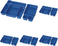 Oggi 40 Pack Interlocking Drawer Organizers & Storage Bins -Bathroom, Office, & Kitchen Organization, Containers for Organizing, Multiple Sizes, Blue