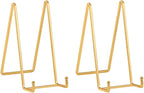 Plate Holder Easel Display Stand - 8 inch Metal Plate Stands for Display - Tabletop Picture Stand - Gold Iron Easels for Display Pictures | Photo Frames | Book | Decorative Plates | Plaque -2 Pack