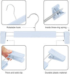 Clothes Pants Hangers, Space-Saving Skirt Holders with 360 ° Swivel Hooks, Adjustable Clips, Trouser Hangers, Clothes Coat Garment Jeans Hangers (20 Pack, Blue)