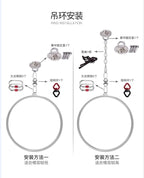 Aerial Hoop Stainless Steel 85/90 CM Lyra Hoop with Rigging Hardware Kit Professional Yoga Aerial Lyra Hoop Set for Fitness, Dance, Performance, 115kg/253lbs Capacity (90cm/35.43inch)