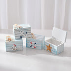 2 Pack Wooden Handmade Mini Chair Box Beach Decor Nautical Theme Decoration for Home Office Desk (Starfish)