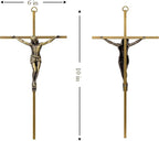 KUXBET Crucifix Wall Cross, Metal Vintage Wall Hanging Cross,10inch Antique Brass Jesus Crucifix Home Décor