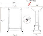 White Double Rod Garment Rack for Hanging Clothes, Rolling Clothes Organizer on Commercial Metal with Lockable Wheels Mobile Design for Coats Dresses
